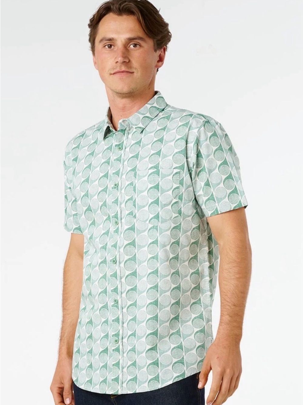 Rip Curl Men's Short-Sleeve Geometric Print Shirt in Mint Green
